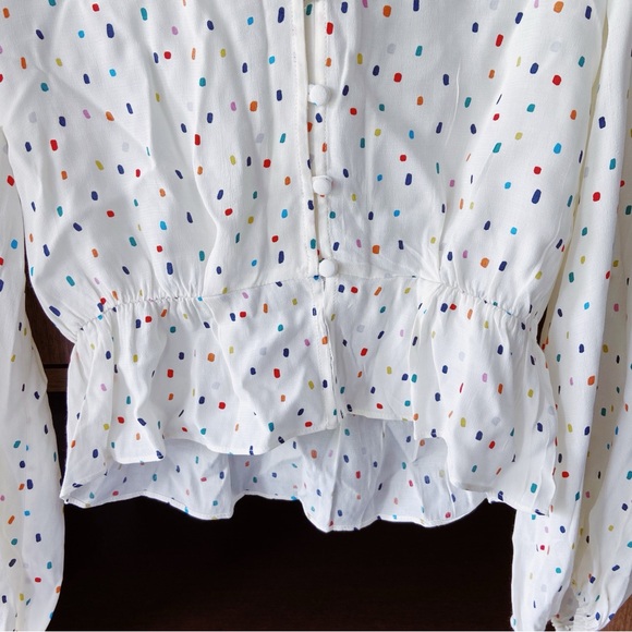 Topshop Sprinkle Polka Dot Print Multicolour Blouse - Picture 5 of 6